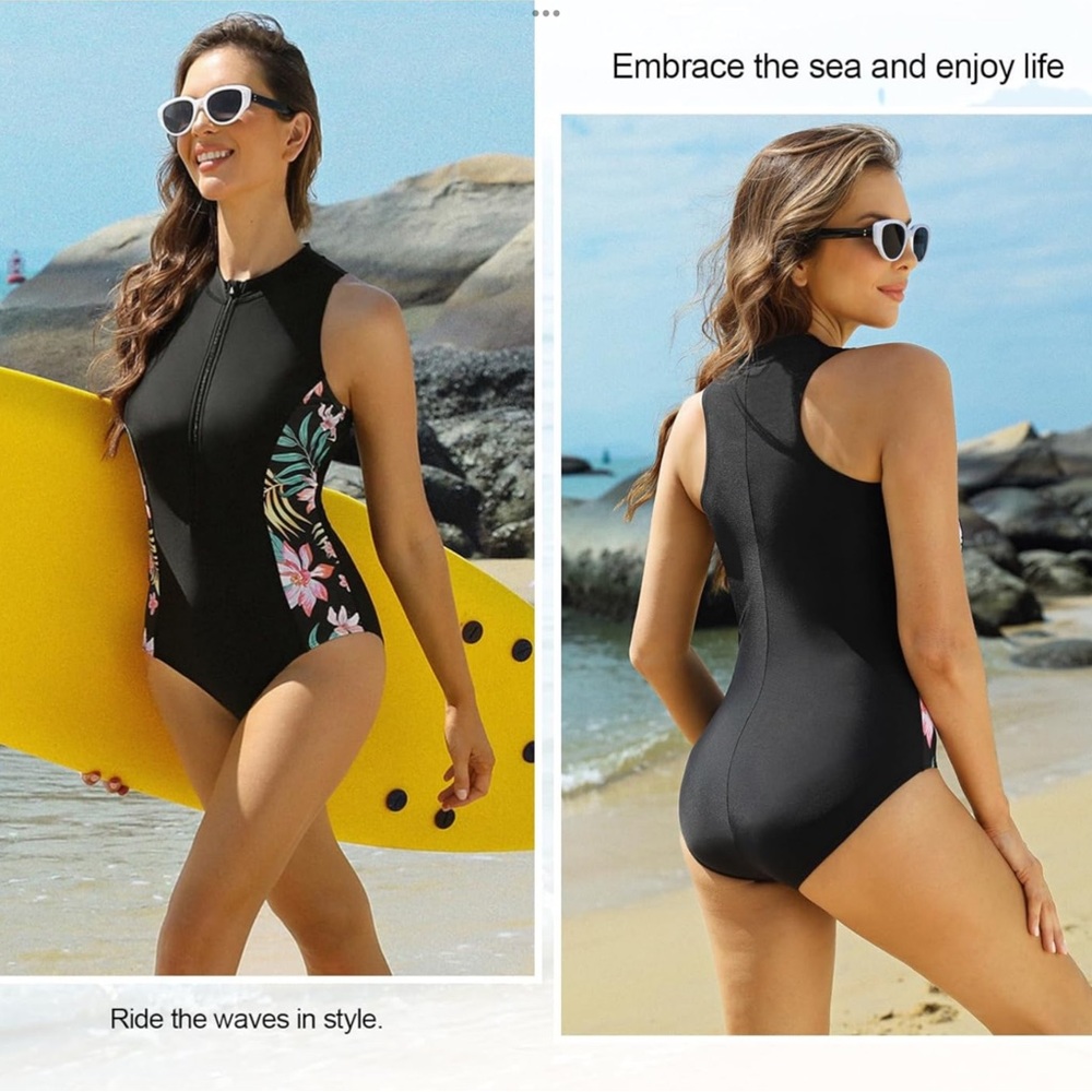 Jasambac Y2K charming & modern black Scuba style with tropical floral accents